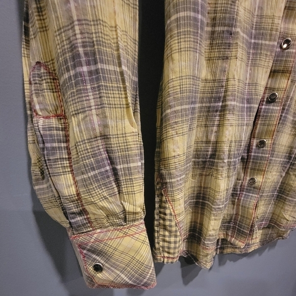 WRANGLER ROCK 47 Multicolor Rhinestone Snap Western V Neck - Picture 3 of 8